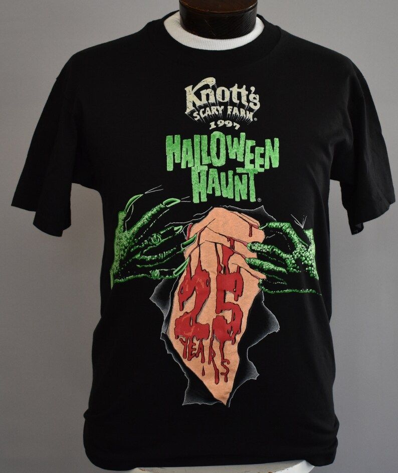 Vintage Knotts Scary Berry Farm T Shirt 90S Halloween Haunt Tee 1990S California Souvenir Shirt Spooktober Size Small To Medium