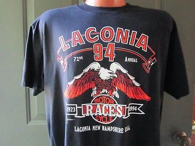 Vintage Laconia 94 71st Annual Motorcycle Races Black shirt
