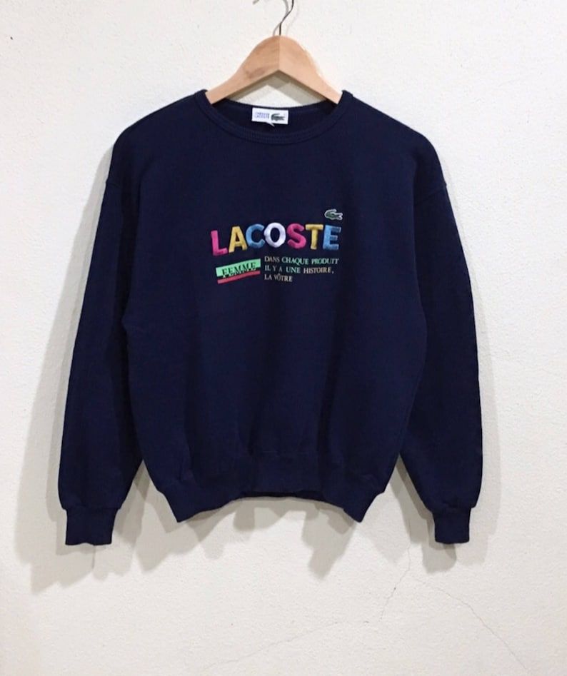 Vintage Lacoste Sweatshirt Spellout Multicolors Pullover Jumper Sweater La Chemise Lacoste Embroidery Big Logo vintage lacoste sweatshirt spellout multicolors pullover jumper sweater la chemise lacoste embroidery big logo kl7qk