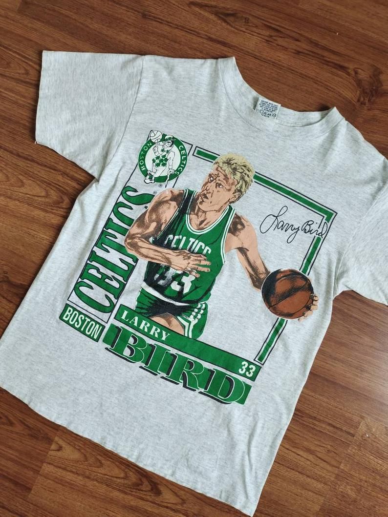 Vintage Larry Bird Caricature 90'S Basketball Nba Boston Celtics Shirt