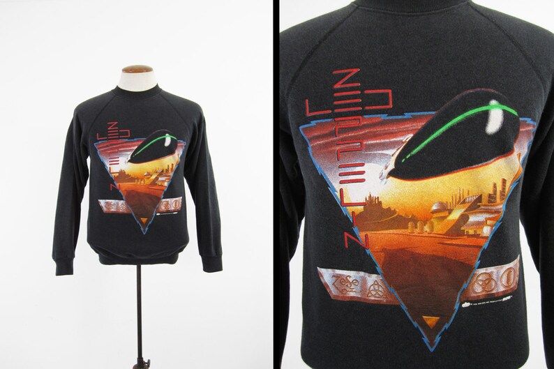 Vintage Led Zepplin Sweatshirt 80S Black Raglan Pullover Made In Usa