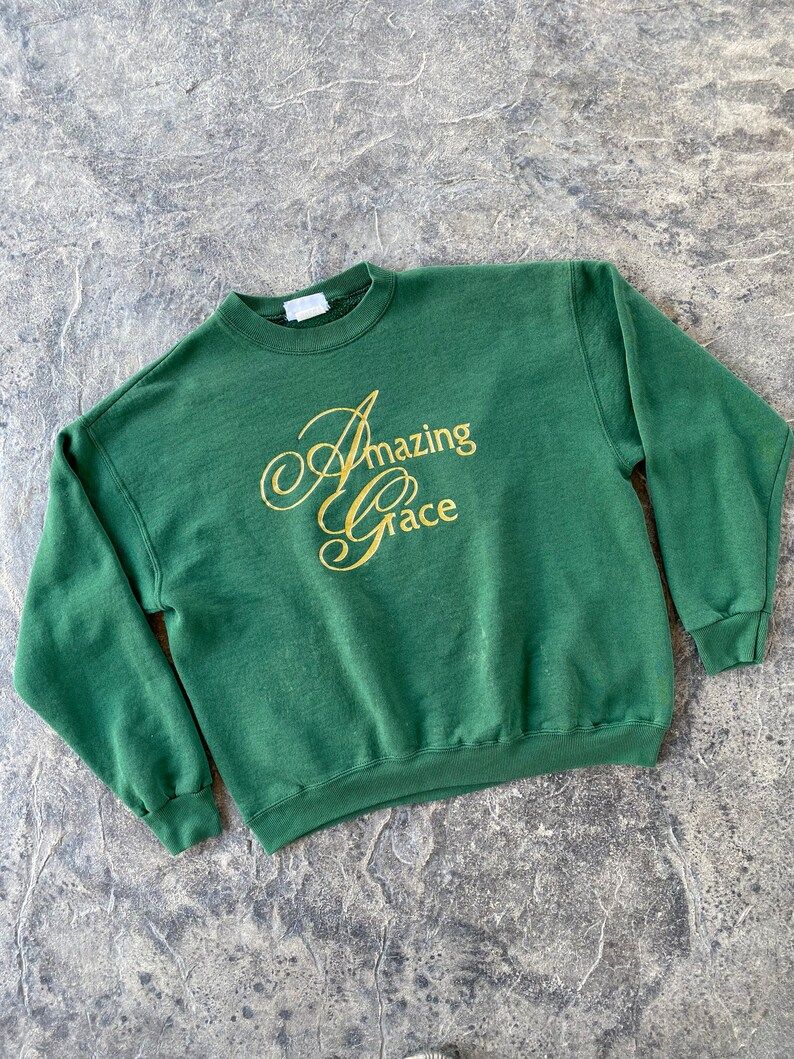 Vintage Lee Heavyweight Amazing Grace Sweatshirt Forest Green Xl