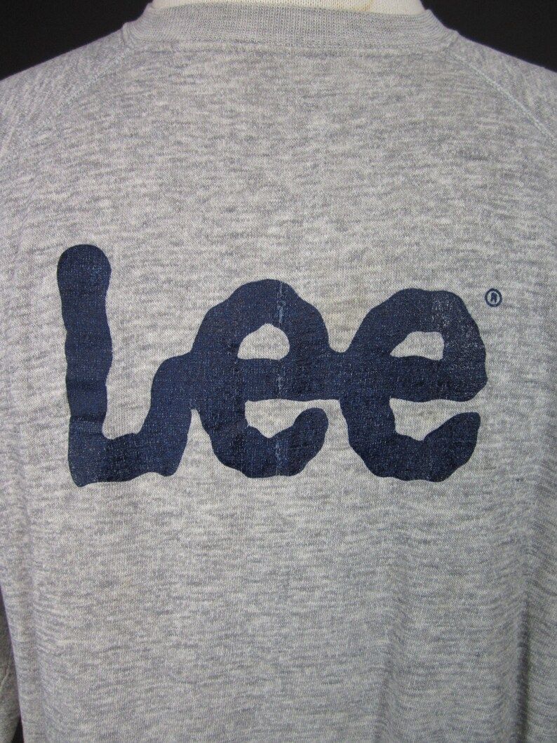 Vintage Lee Sweatshirt Heather Grey Raglan Made In Usa Pullover