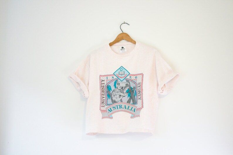 Vintage Light Pink University Of Australia Crop Top