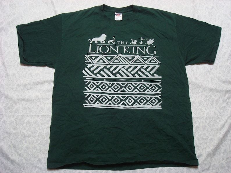 Vintage Lion King Tee Shirt Green White Disney Simba 90S Mens Shirt Xl