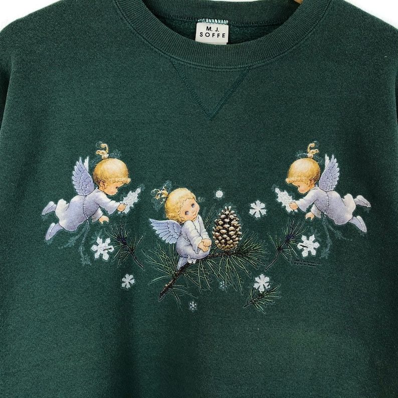 Vintage Little Angel Sweatshirt Pullover Jumper Mj Soffe Sweater Made In Usa