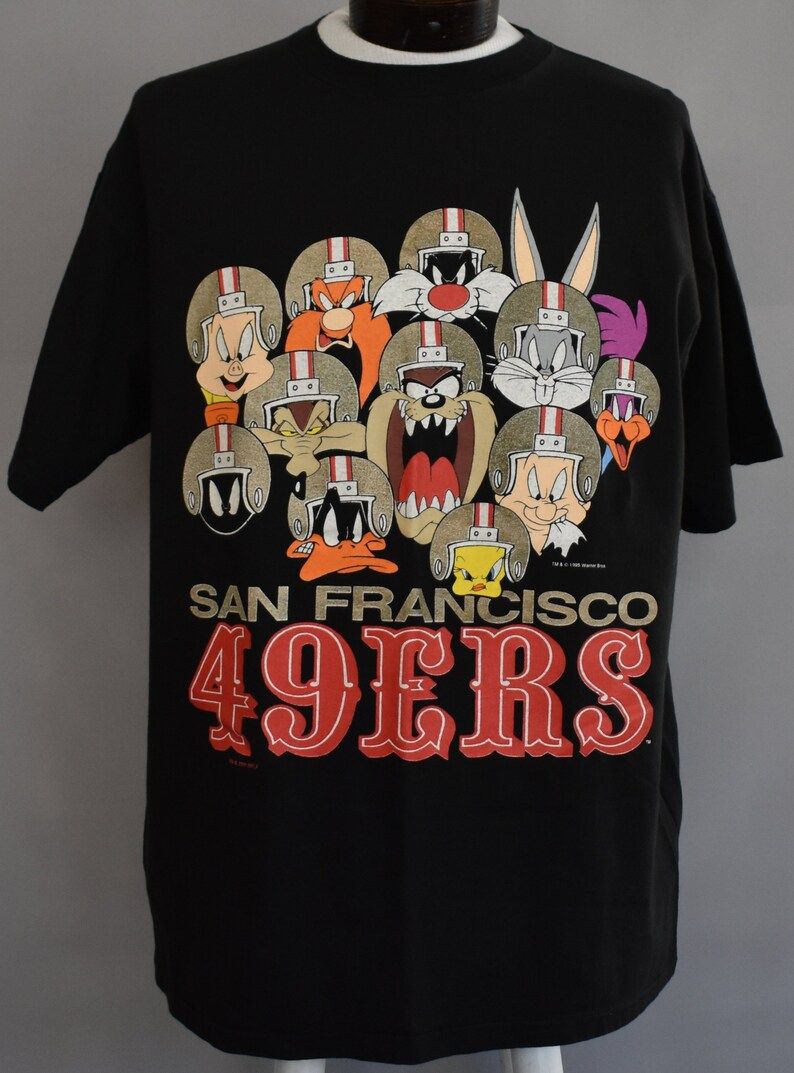 Vintage Looney Tunes T Shirt 90S San Francisco 49Ers Tee 1990S Nfl Shirt Arge To X Large