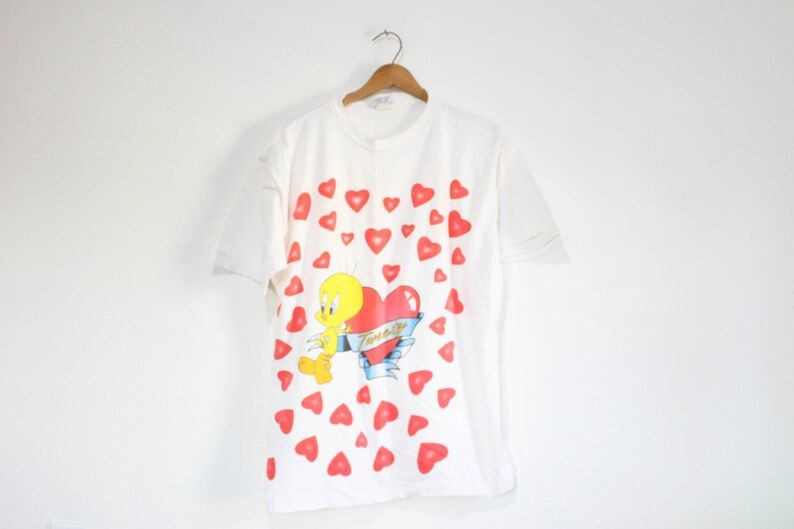 Vintage Looney Tunes Tweety Hearts T Shirt