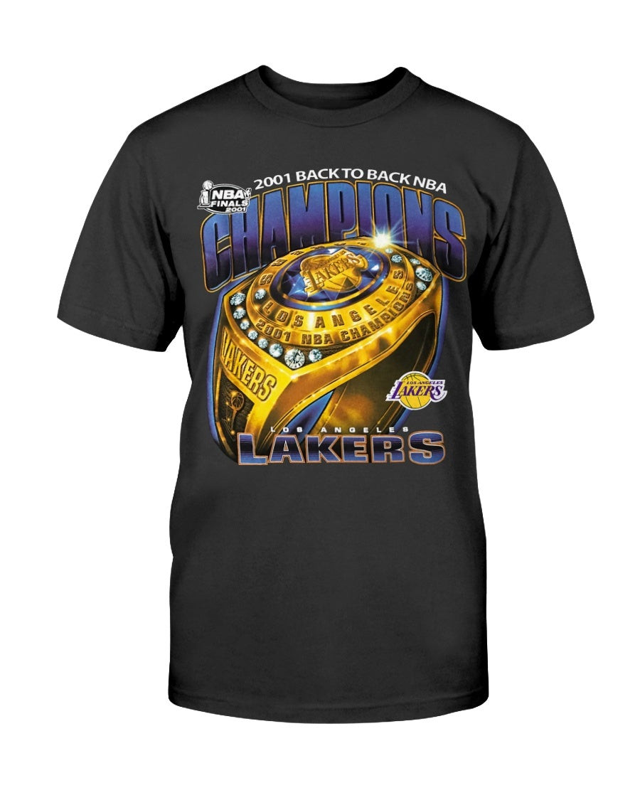 Vintage Los Angeles Lakers 2001 Back To Back Champions T Shirt 211214
