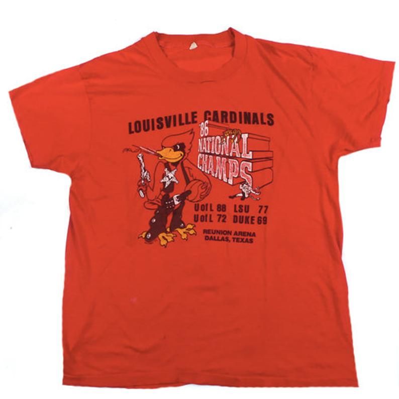 Vintage Louisville Cardinals 1986 National Champs Ncaa Basketball Shirt vintage louisville cardinals 1986 national champs ncaa basketball shirt mnvvs