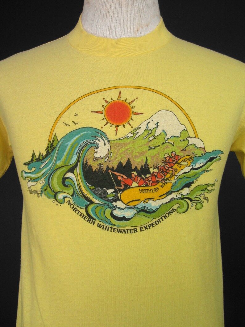 Vintage Maine Whitewater Rafting T Shirt Northern Whitewater Expeditions Tee