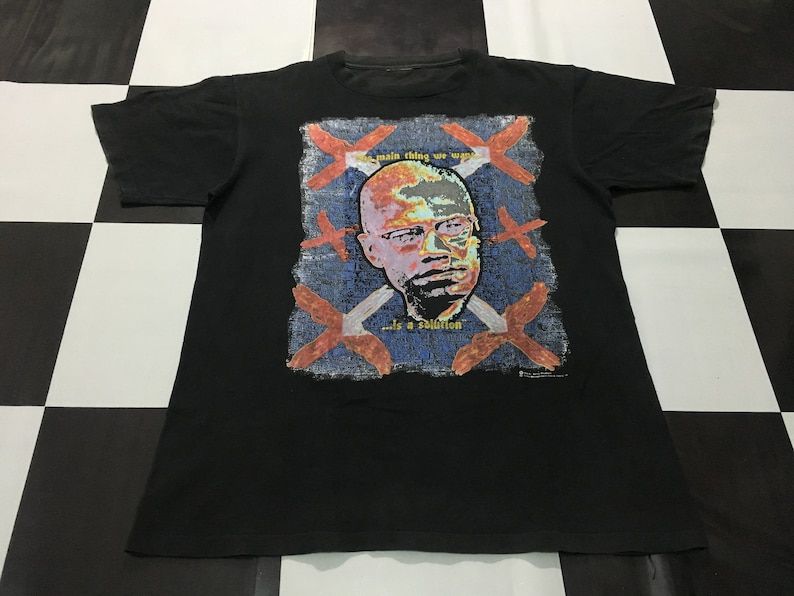 Vintage Malcom X Shirt The Main Thing We Want Is A Solution 1992 Dr Betty Shabazz Human Rights Activist Single Stitch