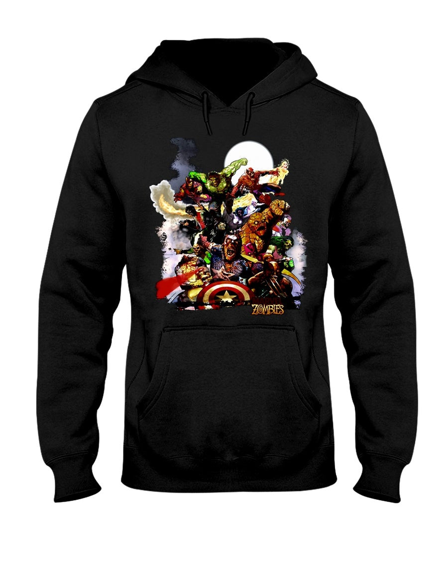 Vintage Marvel Zombies Big Print Faded Black Hoodie 211225