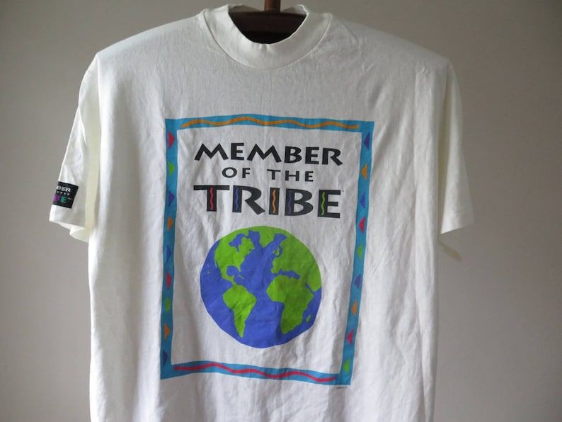 Vintage Member Of The Tribe Tshirt Earth Day Tshirt Globe Tshirt Tribe Globe Graphic Tshirt 1993 Single Stitch Usa Rare 90S Tee