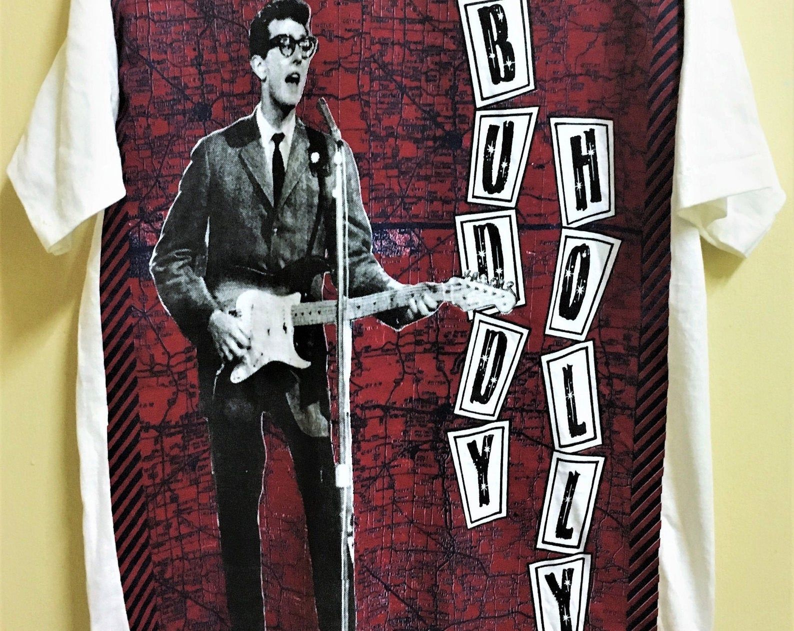 Vintage Mosquitohead Buddy Holly T-Shirt Pop Art All Over Rock Roll vintage mosquitohead buddy holly t shirt pop art all over rock roll 8b9ry