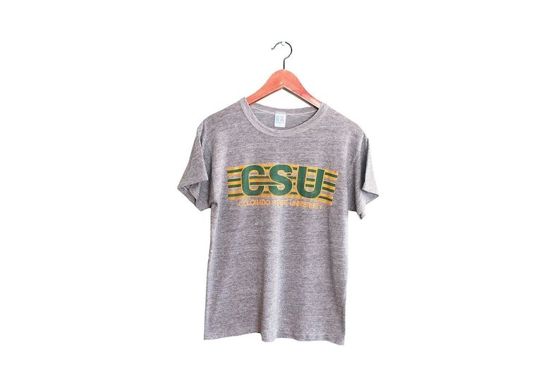Vintage T Shirtcsu T Shirtcolorado T Shirt1980S Colorado State University Tri Blend Grey T Shirt Medium