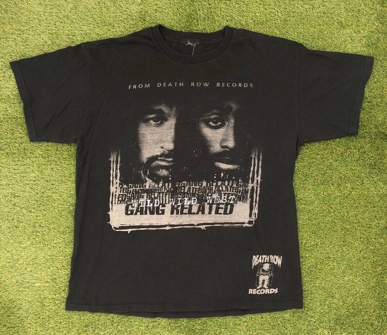 Vintage Tupac Shakur Death Row Records Wild Wild West Gang Related Soundtrack Oversized Large T Shirt Retro Hip Hop Streetwear Rare Tee