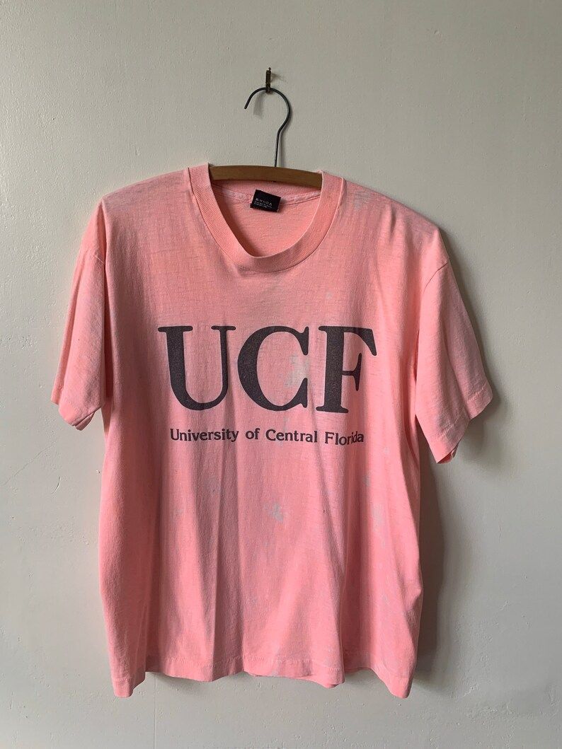 Vintage Ucf University Of Central Florida Coral T Shirt 1990S 90S Distressed Ucf Orlando Florida Screen Stars T Shirt