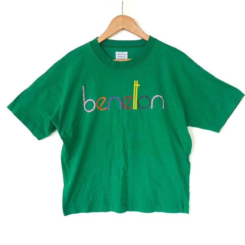 Vintage United Colors Of Benetton Big Spellout Milticolour Shirt