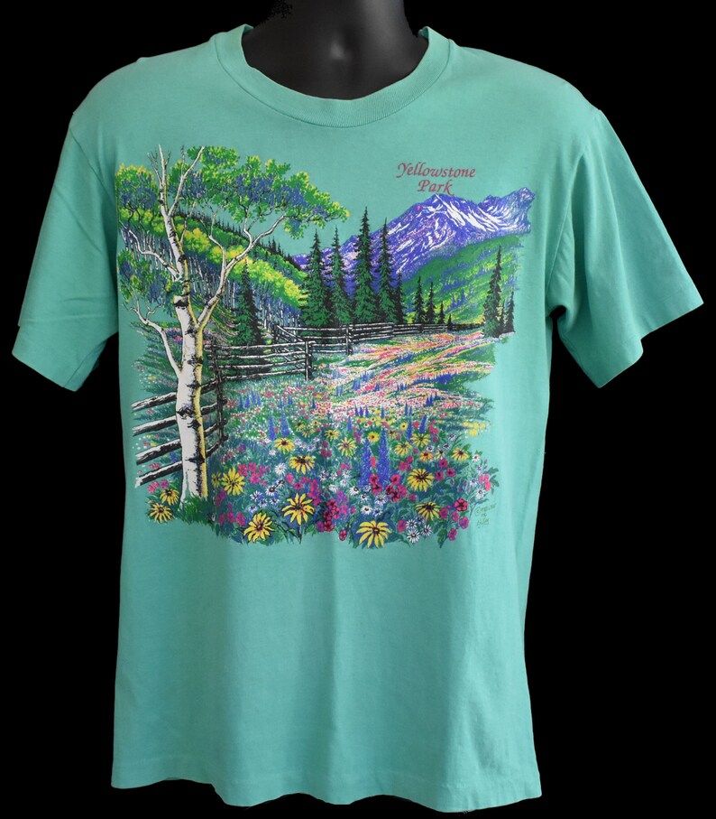 Vintage Yellowstone T Shirt 90S National Park Tee 1990S Souvenir Crewneck Vaporwave Normcore Size Small To Medium